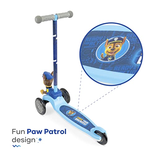Paw Patrol Chase Kick Scooter For Kids, Self-Balancing 3 Wheeled Light Up Scooter With Extra Wide Anti-Slip Deck, Rear Brake, Lean To Steer, Lightweight Design, For Kids 3 And Up, 75 Lb Limit #TOP4