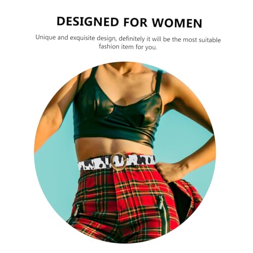 Cow Print Belt for Women Imitation Leather Waist Strap for Jeans and Dresses Lightweight Ethnic Style Waistband Accessory for Casual Outfits3