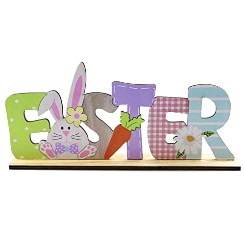 QINFANYU Décorations en Bois de Table de Pâques, Table DIY Décorations Bunny et GNOME Ornement de Printemps Suspendu Signer la Porte de la Porte de la décoration de Pâques Cadeau de Pâques (Size : C) Cover