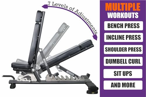 Image of Advanced Adjustable Bench|Flat&Incline Bench|For Commercial&Home Use|Strength Training Home Workout Gym Equipment For Fitness|Heavy Duty Bench|350 Kg Weight Capacity|Made In India,Black