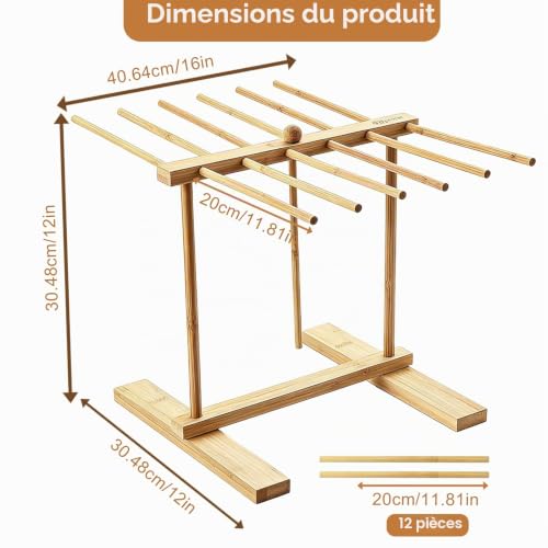 xolear Séchoirs à Pâtes en Bois avec Tige De Transfert et 12 Tiges – vue 2
