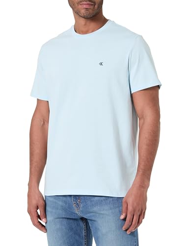 Calvin Klein Men’s Short Sleeve Round Neck Classic Monogram T-Shirt, Blue (Airy Blue), M