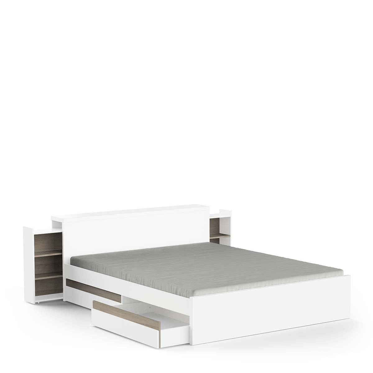Cabecero de Cama con Almacenamiento con 6 nichos de Madera, Compatible con Cama de 140 x 200 y Cama de 160 x 200, Color Blanco Mate, Dormitorio para Adultos Clyde - 21,6 x 144,4 x 87,7 cm