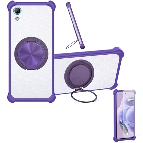 jioeuinly Case Compatible for HTC Desire 530 Phone Case Cover [with 1* Tempered Glass Screen Protector] Hybrid Case[360°Ring Support, Magnetic] CX-02-ZI