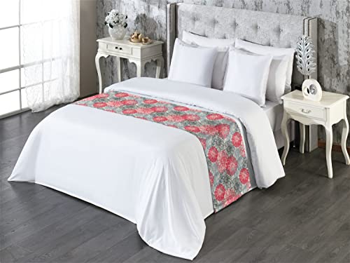Lunarable Dahlia Flower Bed Runner, Hand Drawn Overlap Twisted Old Fashion Blossoms Boho Petals Floret Image, Decorative Accent Bedding Scarf For Hotels Homes And Guestrooms, King, Cream Pink #TOP4