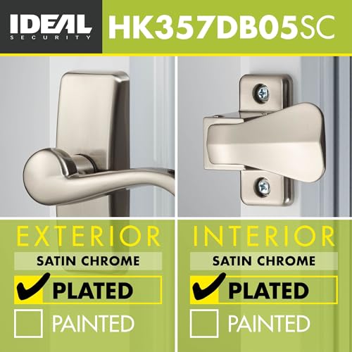 Ideal Security Door Lever with Deadbolt Lock for Storm and Screen Doors, Satin Nickel (2-Piece Set)