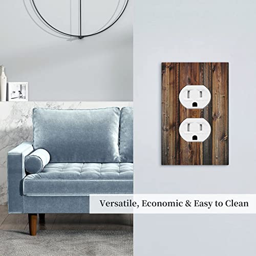 Rustic Barn Door Farmhouse Western Brown Wood 1 Gang Outlet Covers Wall Plate Decorative Duplex Light Switch Cover Electrical Receptacle Swichplate Faceplate For Bathroom Bedroom Home Decor #TOP7