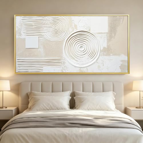Abstract Boho Framed Wall Art with Hooks, Circular Rectangle Print Decor for Living Room Bedroom Office 24x48inches by Phahey - Used condition - Image 9