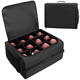 Football Bag Holds 12 Official-Size Footballs, 12-Compartment Ball Carrier with Dividers, Top-Open Organizer Case with Shoulder Strap, Football Team Gear Storage for Practice & Game Day, Bag Only