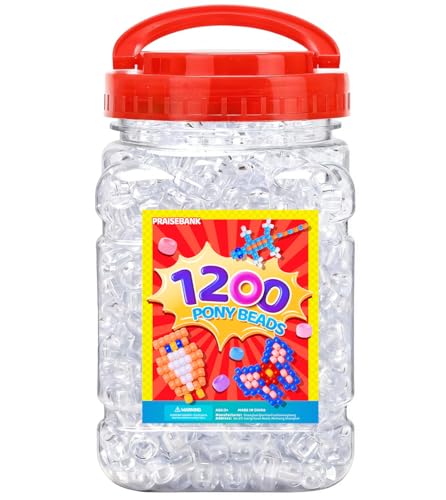 Praisebank Pony Beads 1200pcs 6x9mm Wholesale Beads Bracelets Jewelry Making Arts & Crafts(Clear)