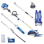 Hyundai 5 in 1, 52cc Long Reach Petrol Garden Multi Tool with 430mm Grass Trimmer, 425mm Hedge Trimmer, 10" Chainsaw, Brushcutter, 2-Stroke with 3 Year Warranty