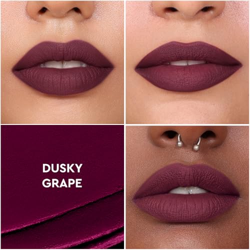 Image of Kiro Airy Matte Liquid Lipstick, Dusky Grape (Deep Purple), 5 ml, Transferproof, Liquid Lip Colour, Long Lasting, Vegan, No Parabens, Avocado Oil, Non Toxic Lipstick for Intense Colour (Pack of 2)