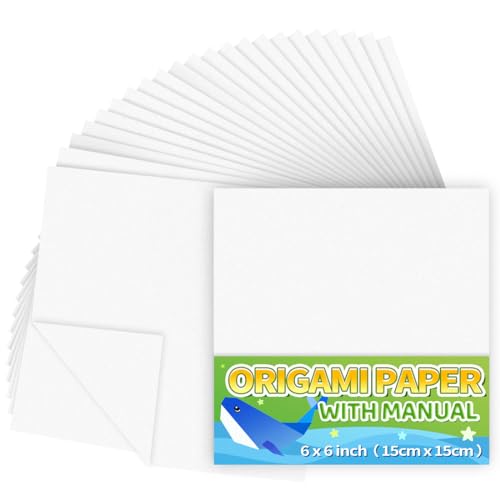 Praisebank White Origami Paper, 220pcs 6x6inch, Double Sided Color, Origami Paper Kit for Crafts, Origami Kit.