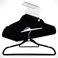 G4GADGET Black Velvet Hangers 20 Pack – 41cm Non-Slip Clothes Hangers with Tie Bar & 360° Swivel Hook – Heavy-Duty & Space-Saving for Coats, Suits, Shirts & Trousers
