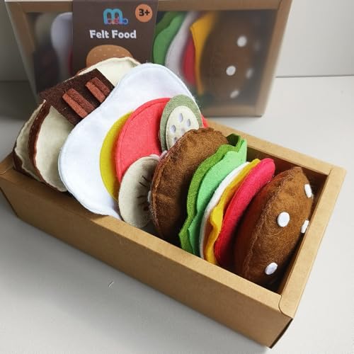Pretend Play Food Toy Set for Kids,13-Piece Hamburger and...