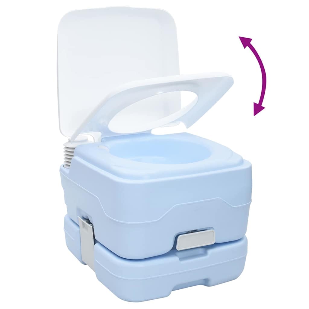 WC da campeggio grigio e bianco in polietilene, 41,5 x 36,5 x portatile, toilette mobile, toilette da viaggio, toilette chimica per esterni, tenda, roulotte e camper