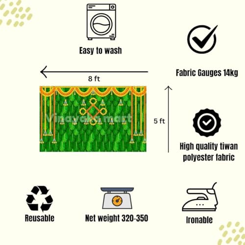 Image of Banana Backdrop Cloth for Decoration Yellow & Orange Garlands, Size 8x5 (Back Drop Curtain for Decoration) varalakshmi Pooja Backdrop Cloth | backdrops Cloths for Decorations