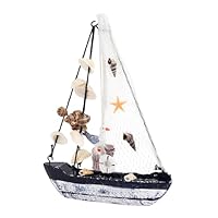 JSMTKJ Muschel Nautische Deko, Holz Segelboote Modell Modellschiff Segelyacht Nautische Segelboot Ornament Yacht Schiff Boot Höhe mit Mast ca.19.5 cm für Wohnzimmer Schlafzimmer