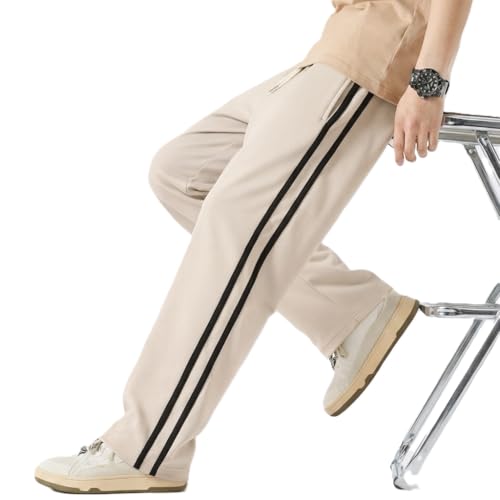 Image of Men's Lycra Loose Fit Track Pants | 4-Way Stretchable Side Stripe Joggers | Comfort Casual Relaxed Lower for Gym, Sports & Streetwear |