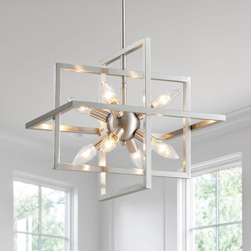 Avzkcy Modern Chandelier Geometric Pendant Lighting Fixture Industrial 8-Light Height