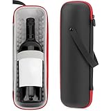 JANKOW CAIRIAC Single Wine Gift Tote Bag, Hard Shell Protector Bags Insulated Cooler Bag Champagne Bottle Gift Box Portable Wine Carrier for Travel, Picnic, Beach, BYOB Restaurant (Black)