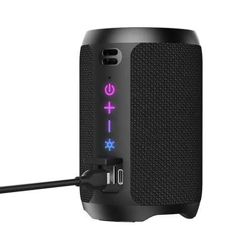 Tiksounds Altavoz Bluetooth Potente 5.4, 15W Pequeño Portatil Altavoz Bluetooth, Luces LED de Colores Inteligentes