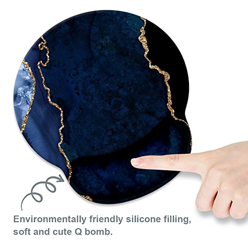 Goodsprout Blue And Gold Marble Mouse Pad With Wrist Rest Support,Cute Custom Gaming Made Non 250Mmx230Mmx5Mm #TOP4