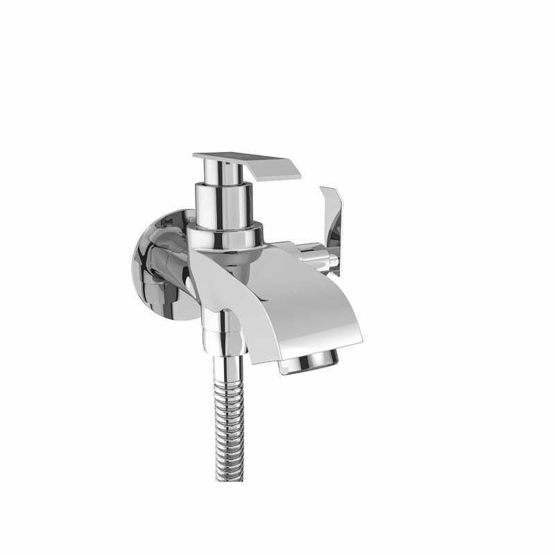 GLOXY 2 in 1 Chrome Finished Bib Cock Taps with Dual Imperial Levers & Flenge - Perfect Compatible for Washing Machines, Bathroom Toilet Areas, Gardens & Kitchen Sinks - 10 Years Warranty