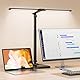 CHARYJOD Doppelkopf Schreibtischlampe LED Dimmbar, Dehnbare LED Schreibtischlampe,Schreibtisch Lampe hat 5-Farbtemperaturen und 10-Helligkeitsstufen, USB-Ladeanschluss