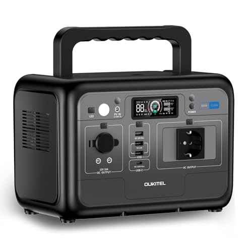 OUKITEL P800E Tragbare Powerstation 800W, Solargenerator Stromspeicher 512Wh LiFePO4 mit 1600W Spitze AC Ausgänge, PD100W Type-C, Schnellladung 0-100% in 1 Stunde, für Reise, Camping, Stromausfall