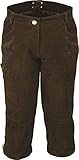 100% Wildleder 7 8 Lederhose Damen- Kniebundhose Leder Damen Wildbock - Trachtenlederhose Damen Kniebundlederhose -Trachten Lederhose- Trachtenhose Knielang aus echt Leder Braun (34, Braun)