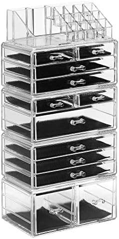 LaRoc Clear Acrylic Beauty Cosmetic Organiser Tower Makeup Drawers Tray Display Box Case Tidy Jewellery Perfume Display Stand for Dresser, Bedroom, Bathroom
