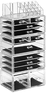 LaRoc Clear Acrylic Beauty Cosmetic Organiser Tower Makeup Drawers Tray Display Box Case Tidy Jewellery Perfume Display Stand for Dresser, Bedroom, Bathroom