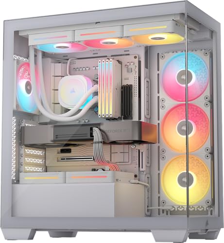 CORSAIR 3500X LX RGB Link Panoramic Mid-Tower PC Case – 3X Pre-Installed Fans, High Airflow, Spacious Interior, GPU Anti-Sag, Reverse Connection Motherboard Compatible – White - image 1