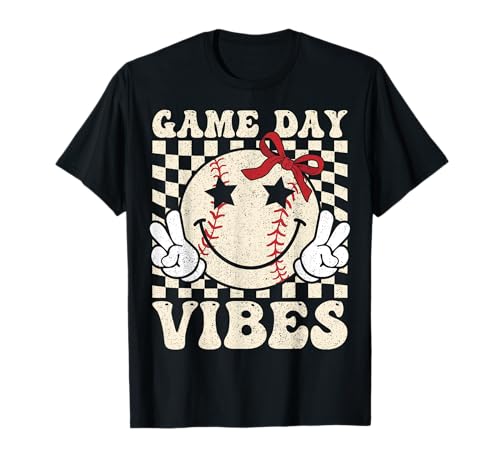 Game Day Vibes Retro Coquette Bow Baseball Chicas Mujeres Camiseta