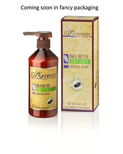 Savannah Hair Therapy Conditioner - Moisture Repair Treatment - Shea Butter, Cotton And Silk Protein And Vitamin B6 - For Dry And Damaged Hair. Sodium Chloride And Sulfate Free. 16.9 Oz #TOP1