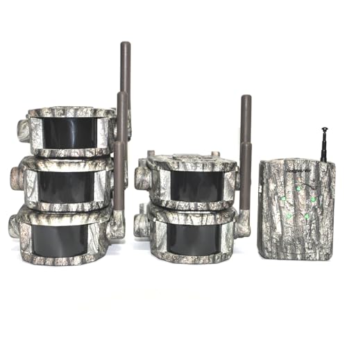 Wireless Sync Alarm System Kits, Waterproof 984ft Range Hunting Alarm,PIR Motion Detection Protection for Home Garden Doorbell Outdoor Wild Camping Security Alert 1Receiver + 5Detectors WG-SY007P15