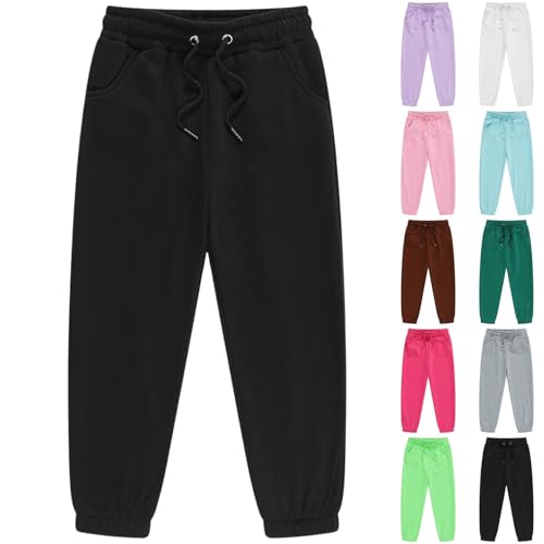 Girls Boys Sweatpants Toddler Kids Solid Drawstring Elastic Waist Joggers Outdoor Active Pants with Pockets for Teen