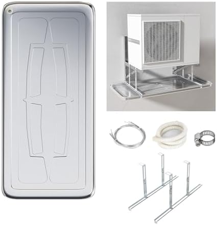 Stainless Steel Air Conditioner Drip Pan - Durable Condensate Drain Pan with Fitting Kit for Window AC & Mini Split Units - Essential AC Accessories by Drip Tray