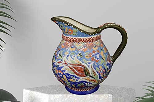 Ceramic Pitcher, EliPOT 9 inch wide neck Ceramic Pitcher, Turkish 9