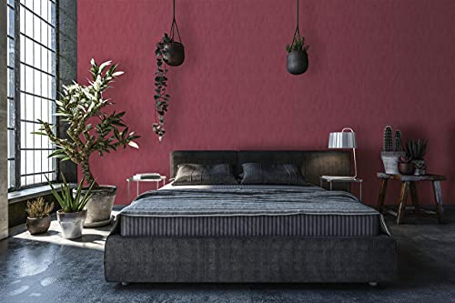 marburg Tapete Rot Uni modern rote Vliestapete für Wohnzimmer oder Schlafzimmer Made in Germany 10,05 m x 0,53m