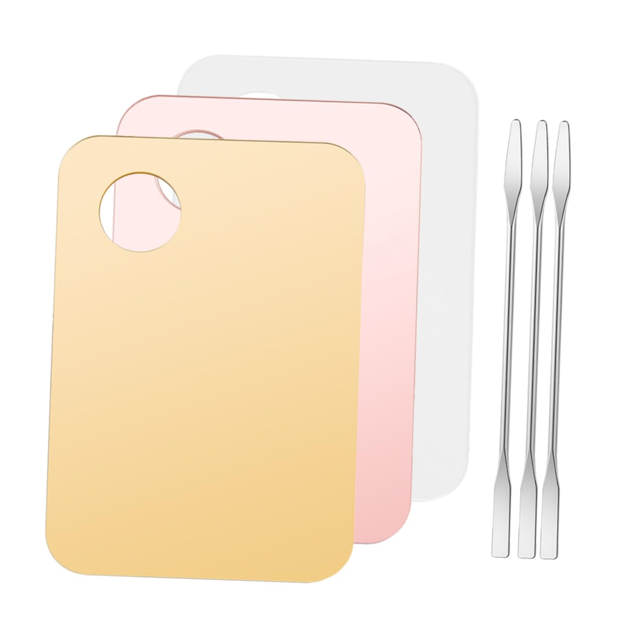 Healeved Complete Makeup Palette Kit 6pcs Blending Tray Spatulas Essential for Cosmetics