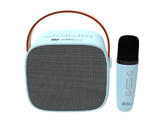 Image of JUST CORSECA Spin Bunny Karaoke Portable Speaker with Microphone, Wireless Bluetooth Speaker with LED Lights, Long Battery Life, Portable Party Music Speaker for Kids & Adults (Blue)