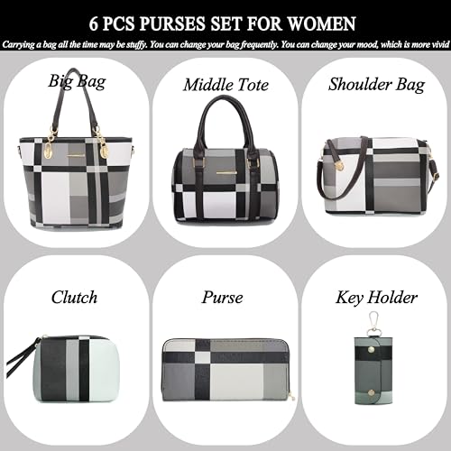 2E-youth Designer Purses And Handbags For Women Satchel Shoulder Bag Tote Bag For Work Clutch Purses (Black, White, Grey) - Thumbnail 2