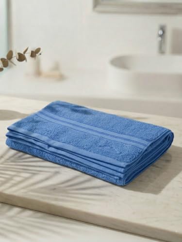 Image of Monte Carlo Essential 100% Cotton Bath Towel | 400 GSM Lightweight & Quick Dry | Soft Absorbent Large Towel 75x150 cm | Skin Friendly Daily Use Bathroom Towel for Men & Women (Jasper) | Boy Blue