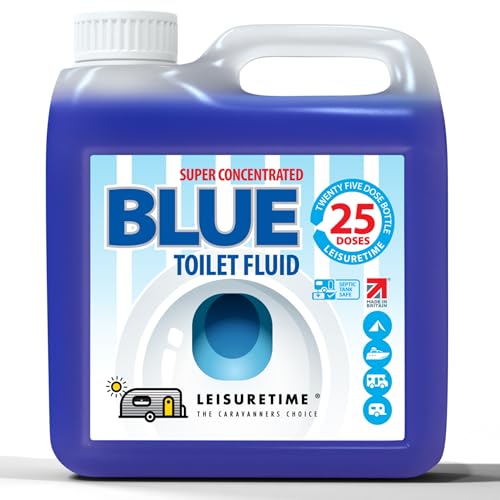 LeisureTime Concentrated Blue Toilet Fluid, 25 Treatments - Formaldehyde Free, Septic Tank Safe Toilet Cleaner Liquid for Cassette, Motorhome and Portable Toilets - Caravan Toilet Chemicals