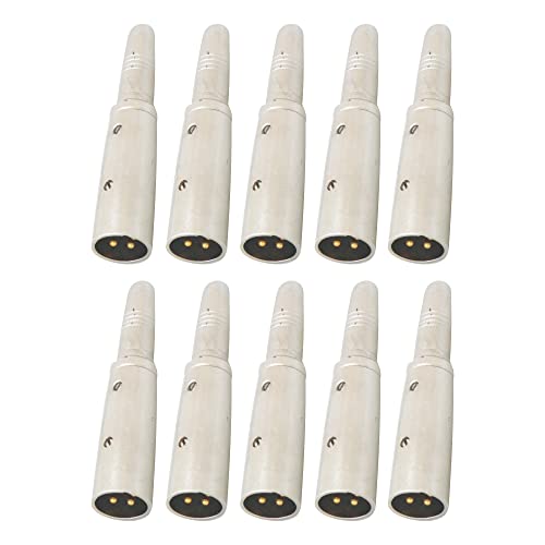 Image of MX 3 Pin XLR Microphone pin Pure Copper Nickel Plated for High Conductivity microphone (3 Pin XLR Male to P‑38 Mono Socket, Pack of 10, Male Connector)