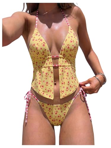 Image of RoseSeek Women's 2 Piece Boho Polka Dots Beaded Bikini Sets Sexy Swimsuits
