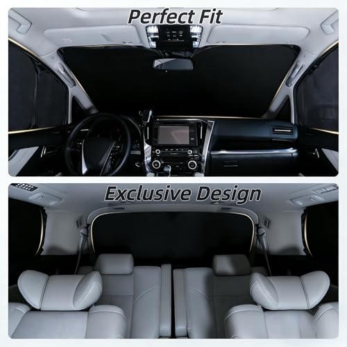 5Pcs Custom Fit Window Sun Shades for Ram 1500 2019-2025 | Front Windshield, Full Side & Rear Triangular Coverage | UV Protection, Blackout Privacy | Ideal for Camping, Napping in Car & Daily Use by Timewanderer - Image 2