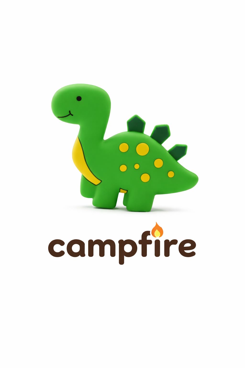 Campfire Silicone & Natural Wood Baby Teether Ring – Multi-Texture Sensory Chew Toy, BPA-Free Infant Teething Relief, Easy Grip for 0-12 Months (Bright Green, Dianosor)-image-1